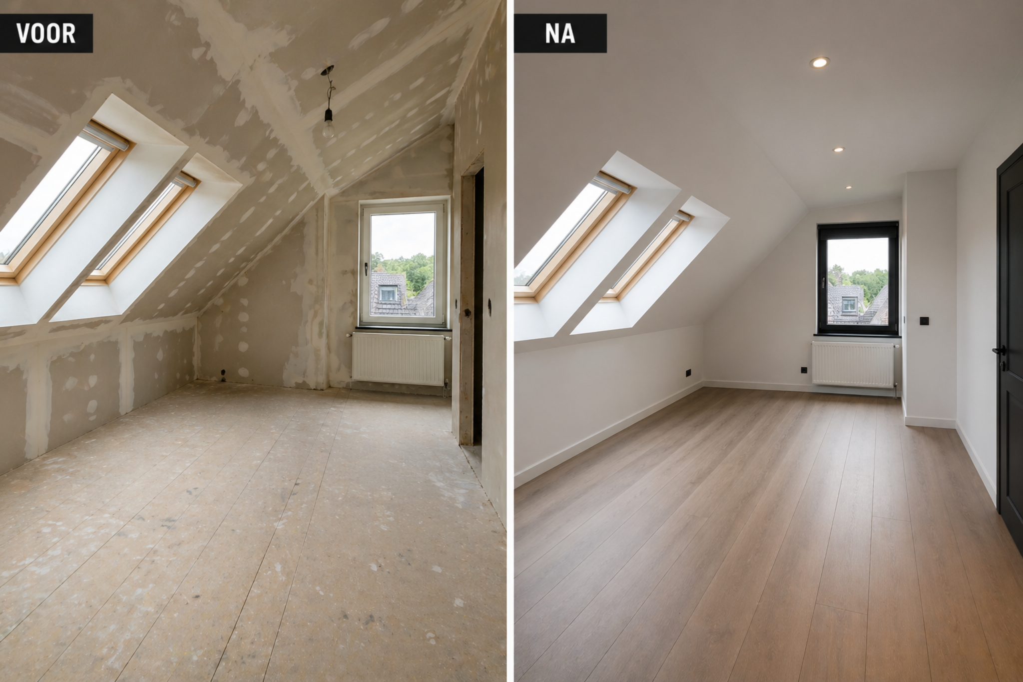 Voor en na project van Van der Hooft Projecten